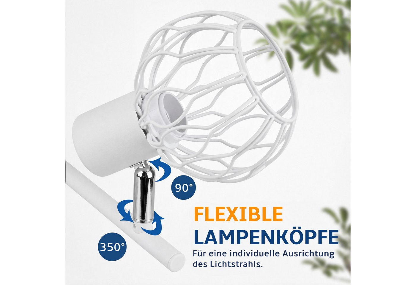 ZMH Deckenstrahler 3 Flammig E14 Metall 350° Schwenkbar Wohnzimmer, Augenschutz, ohne Leuchtmittel, Innen Vintage Schwarz/Weiß Küchenlampe Deckenspot Flur Bild 4