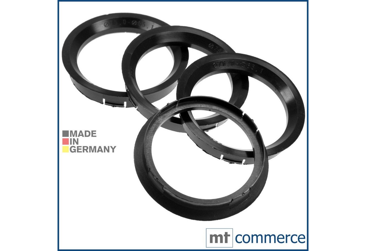 BRANDT AUTOMOTIVE Reifenstift 4X Zentrierringe schwarze Felgen Ringe Made in Germany, Maße: 76,0 x 65,1 mm Bild 2