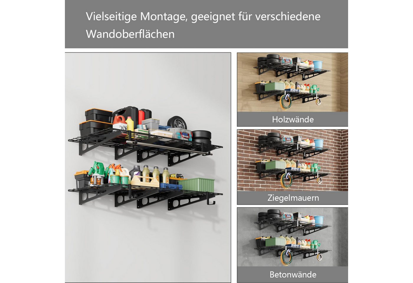 GarveeMore Schwerlastregal Schwerlast-Wandregale für die Garage Bild 5