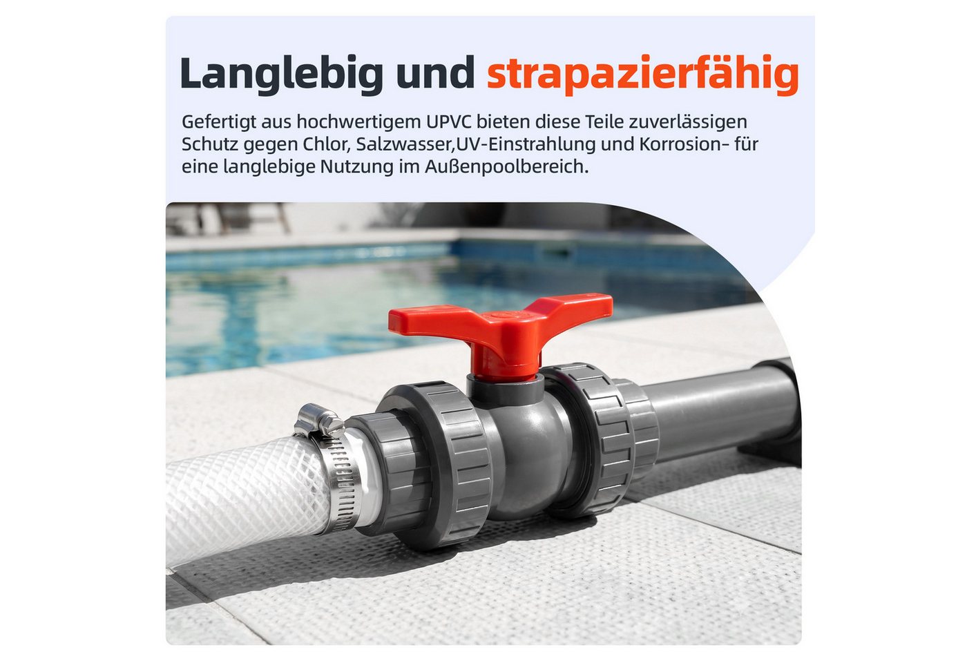 PRIISF Bypass-Set 3-Wege-Ventil Pool Bypass Kit Ø 32mm 38mm für Wärmepumpe Solarheizung, (Bypass Set Pool Sandfilteranlagen Solar Heizung Solarkollektor Adapter, 18-tlg., Steuerung der Wasserzufuhr für eine optimale Temperaturregulierung), Universal Ventil für Poolheizung Salzanlagen Schwimmbad Spa Bild 5