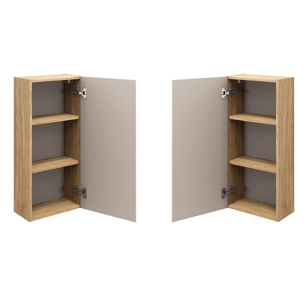 Lomadox Hängeschrank OLUO-56-BEIGE Wandschrank Badschrank, Eiche mit beige, 3D-Struktur Bild 2