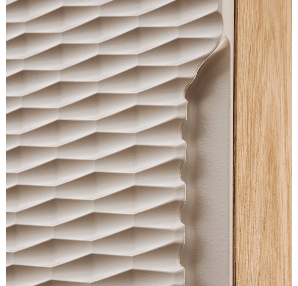 Lomadox Hängeschrank OLUO-56-BEIGE Wandschrank Badschrank, Eiche mit beige, 3D-Struktur Bild 5