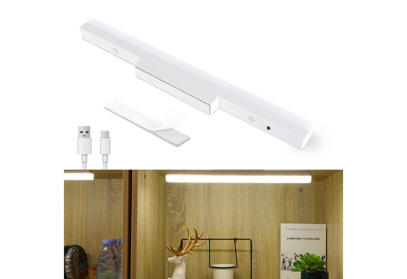 oyajia LED Spiegelleuchte 40cm Spiegelleuchte, 4000mAh Akku Magnetische Wandlamp Spiegellamp, LED fest integriert, Warmweiß, Naturweiß, Kaltweiß, LED Wandleuchte Schminklicht, USB-Aufladung Schrankleuchten Bild 5
