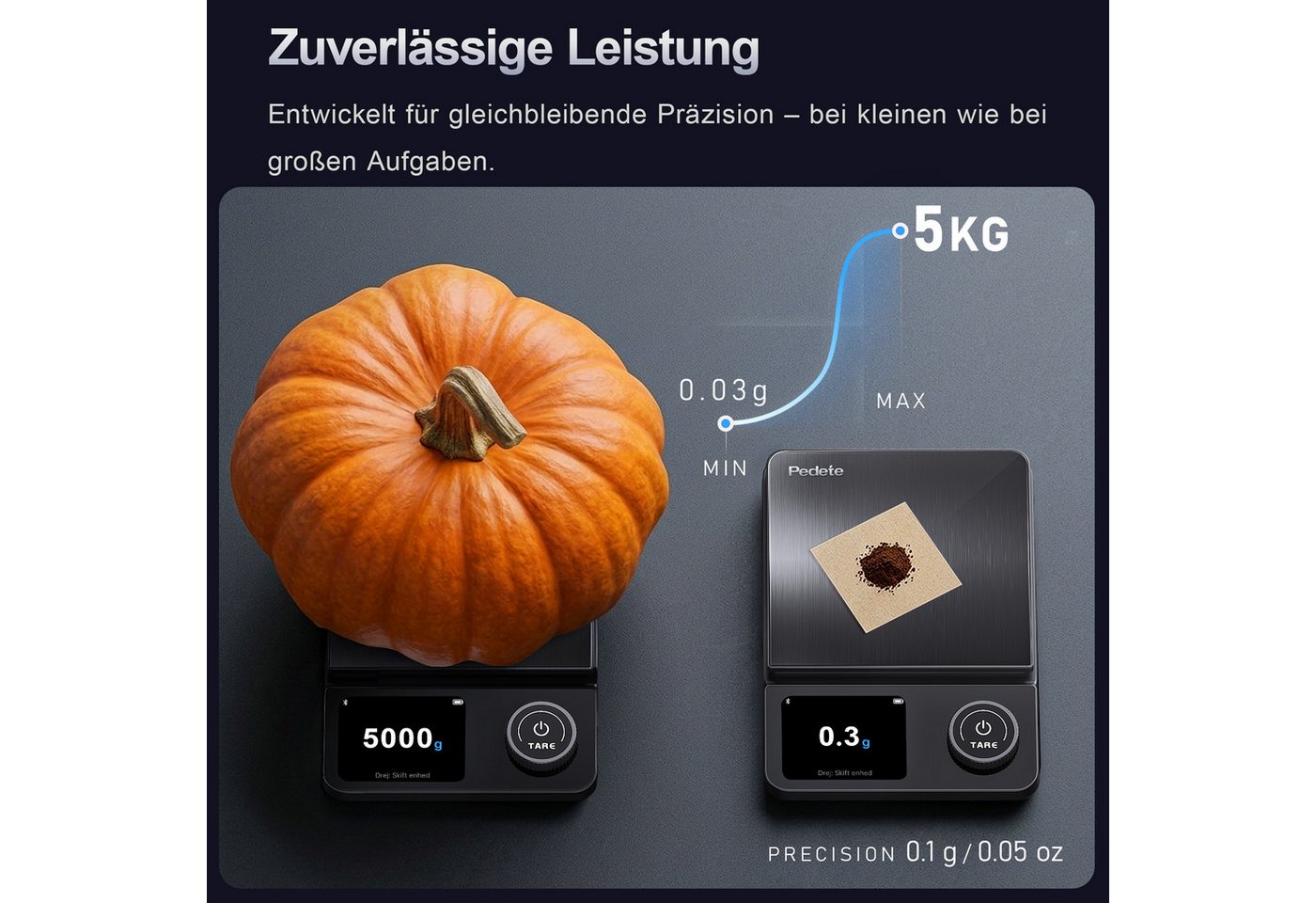 Fyrove Küchenwaage Digitale ProfiFein waage Kitchen Scale mit LCD Display, (Automatische Abschaltung nach 30 Sekunden, Digitale Kuichenwaage aus Edelstahl), Hohe Präzision auf bis zu 1g,Tara-Funktion Zahnrad-Taste Bild 2