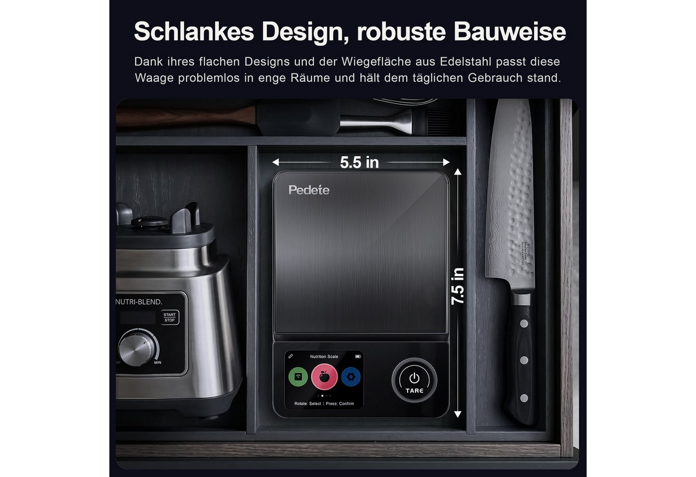 Fyrove Küchenwaage Digitale ProfiFein waage Kitchen Scale mit LCD Display, (Automatische Abschaltung nach 30 Sekunden, Digitale Kuichenwaage aus Edelstahl), Hohe Präzision auf bis zu 1g,Tara-Funktion Zahnrad-Taste Bild 4