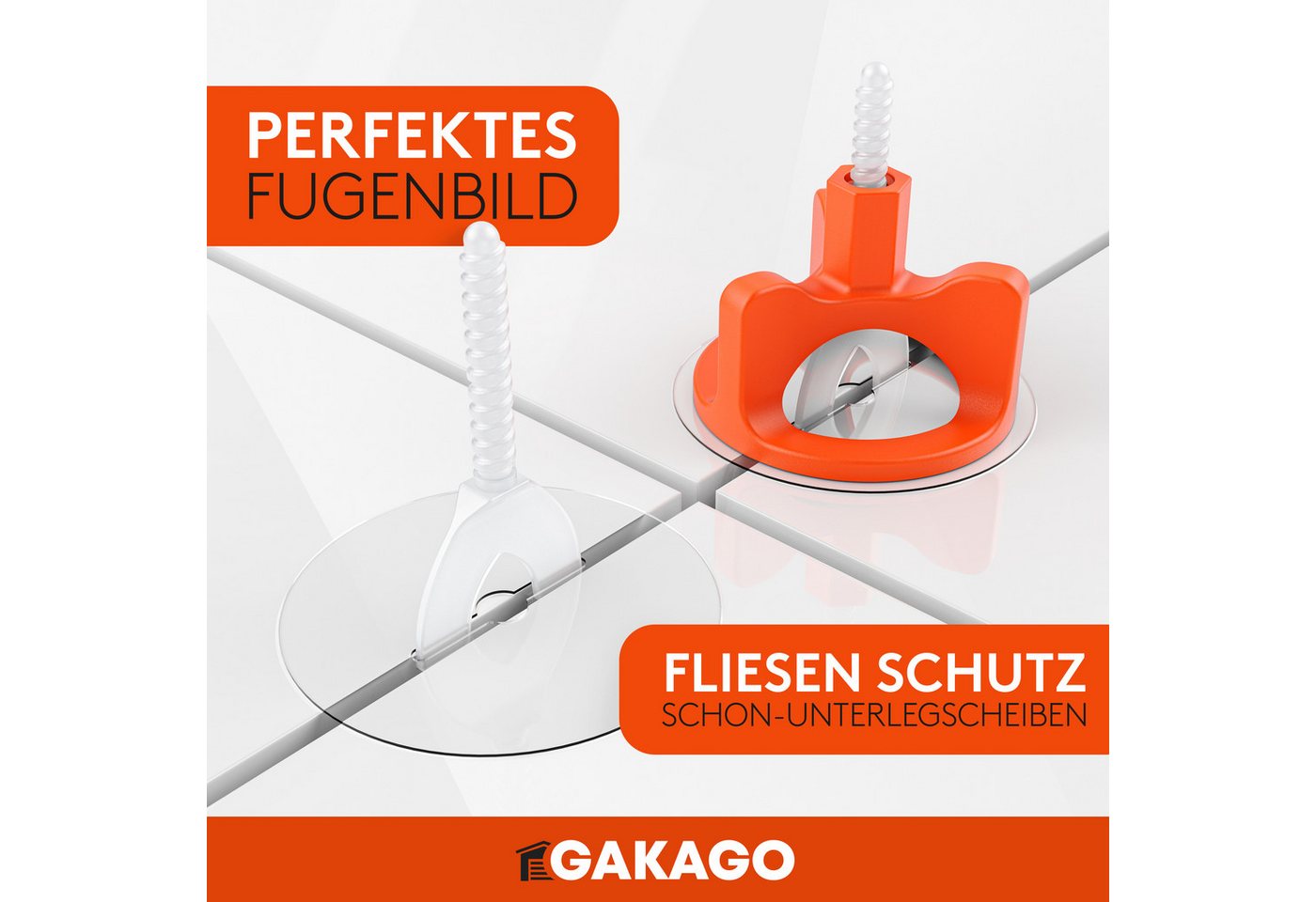 Gakago Nivelliersystem Fliesen (200-tlg., Gewindelaschen 1mm) Verlegehilfe für ein perfektes Fugenbild - Für Fliesenstärken 3-18mm Bild 4