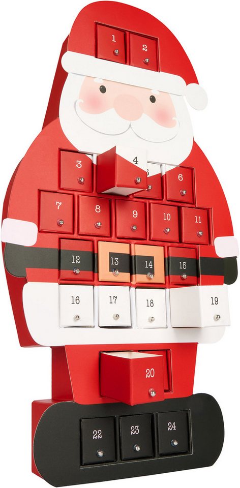 BRUBAKER befüllbarer Adventskalender Weihnachtsmann - Weihnachtskalender - 46 cm groß aus Pappe - Rot (Adventskalender zum Befüllen, 1-tlg), 24 Türchen für Gutscheine, Süßigkeiten und andere Überraschungen Bild 5