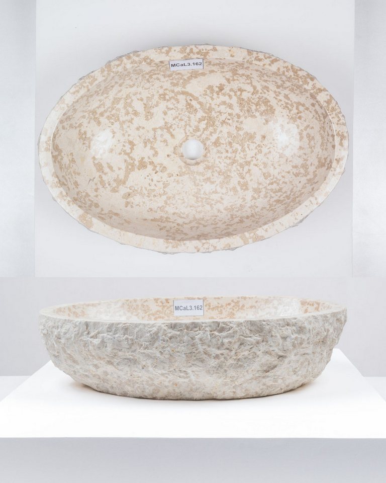 wohnfreuden Aufsatzwaschbecken Erosi Marmor Waschbecken 60 cm creme (Kein Set), 102276_MCaL3.162
