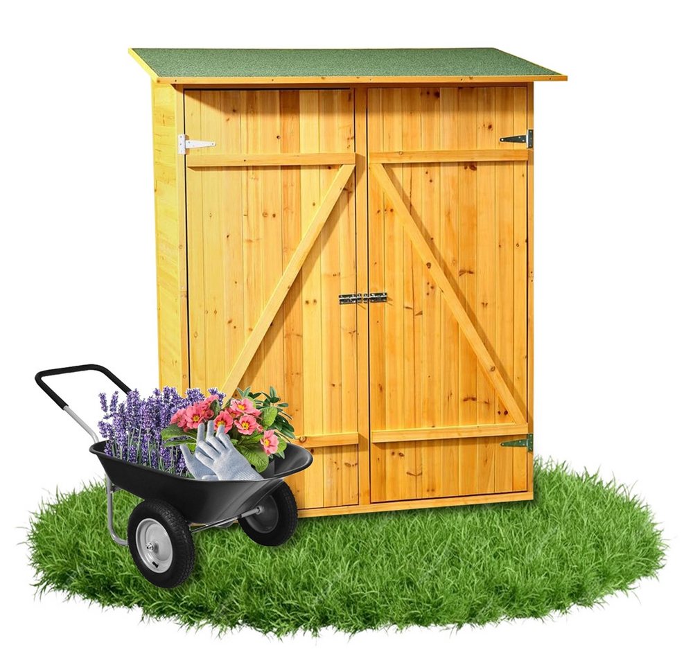 Melko Gerätehaus Gartenhaus Gartenschrank Geräteschuppen Holz 162x140x75CM, BxT: 140x75 cm, (Stück), Witterungsbeständig Bild 3