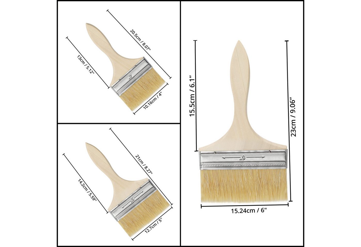Kurtzy Malpinsel Kurtzy Holz Pinsel 20er Set für Farbe Lack Beizen