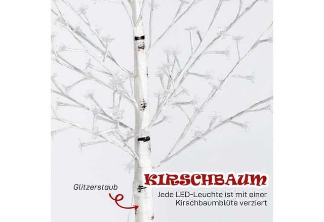 HOMCOM LED Baum LED Lichterbaum 150 cm IP44 Kirschblütenbaum Innen und Außen, Beleuchtung, LED, Warmweiß, 3-stufig dimmbare LEDs, Weiß