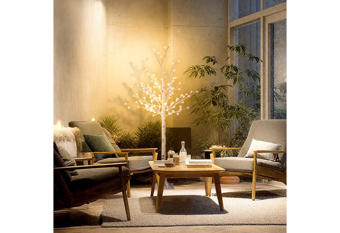HOMCOM LED Baum LED Lichterbaum 150 cm IP44 Kirschblütenbaum Innen und Außen, Beleuchtung, LED, Warmweiß, 3-stufig dimmbare LEDs, Weiß Bild 3