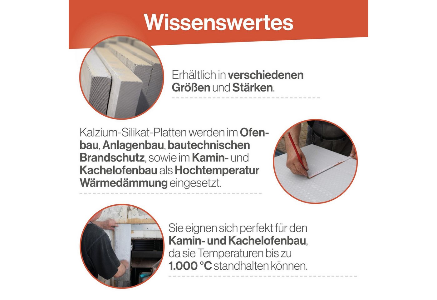 Feuerfest 123 GmbH Dämmplatte Brandschutzplatte 500x610x60mm, niedrige Wärmeleitfähigkeit - hitzebeständig bis 1.000 °C - A1 & F60 Bild 2