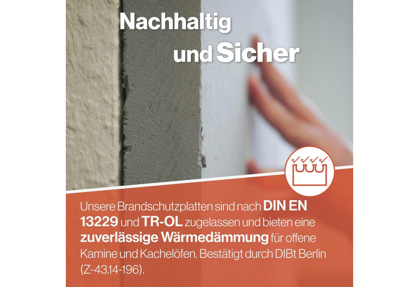 Feuerfest 123 GmbH Dämmplatte Brandschutzplatte 500x610x60mm, niedrige Wärmeleitfähigkeit - hitzebeständig bis 1.000 °C - A1 & F60 Bild 4
