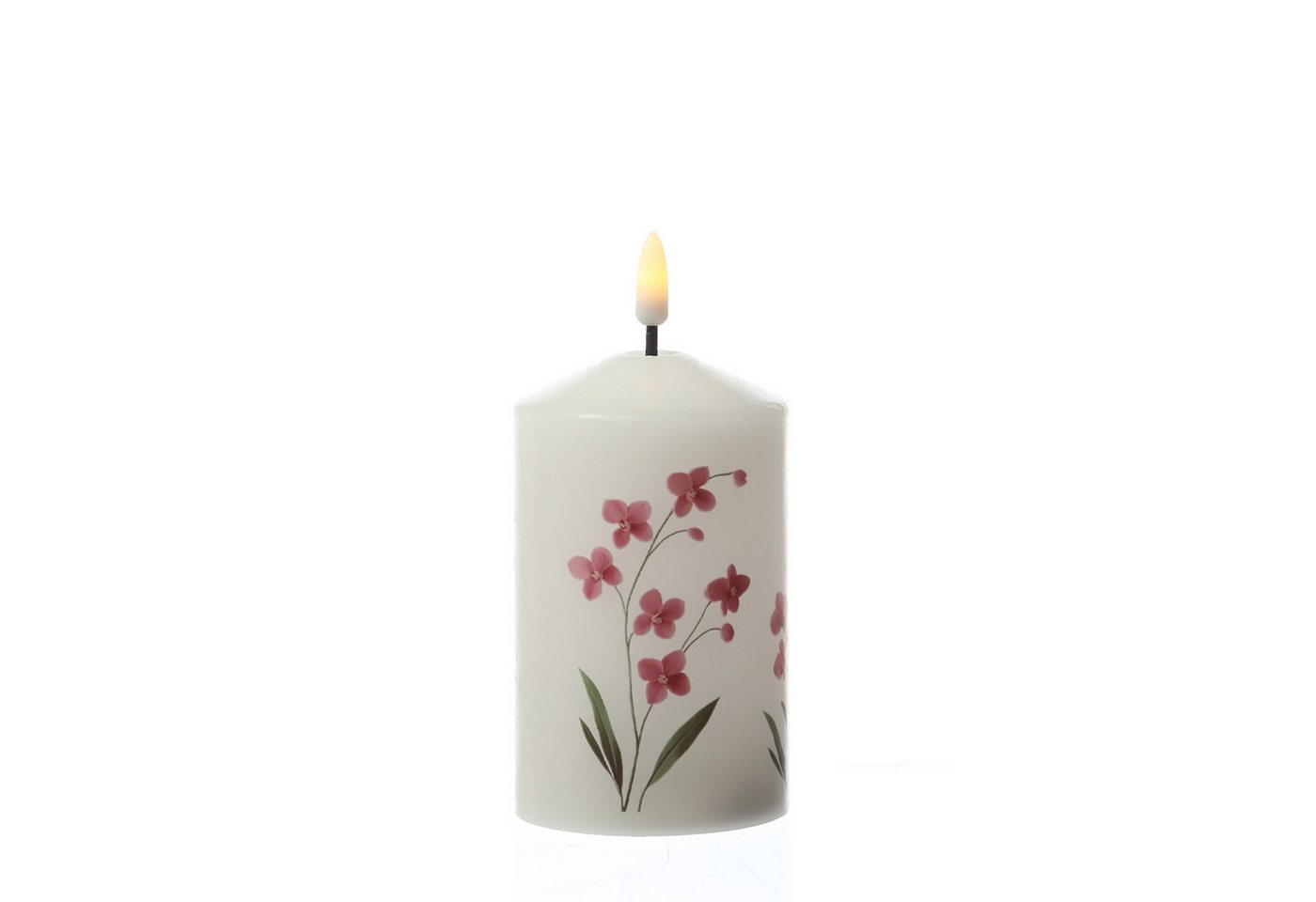 MARELIDA LED-Kerze mit Orchideen Motiv Echtwachskerze mit Blumen Design 7x14,5cm Timer, LED Classic, warmweiß (2100K bis 3000K) Bild 3