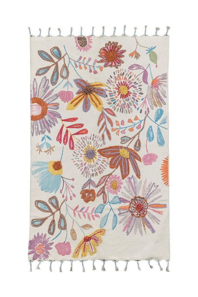 Tranquillo Teppich Baumwolle BOTANIC TWIST mit GoodWeave® Zertifizierung versch. Größen, Robust, strapazierfähig und mit farbenfrohem Blumenmuster