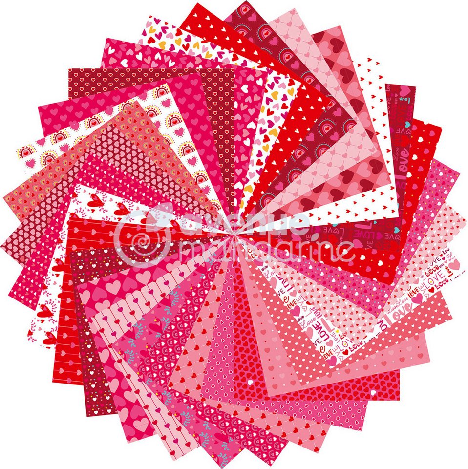 My Mandarine Motivpapier Faltpapier-Sortiment Paper Love, 60 Bögen