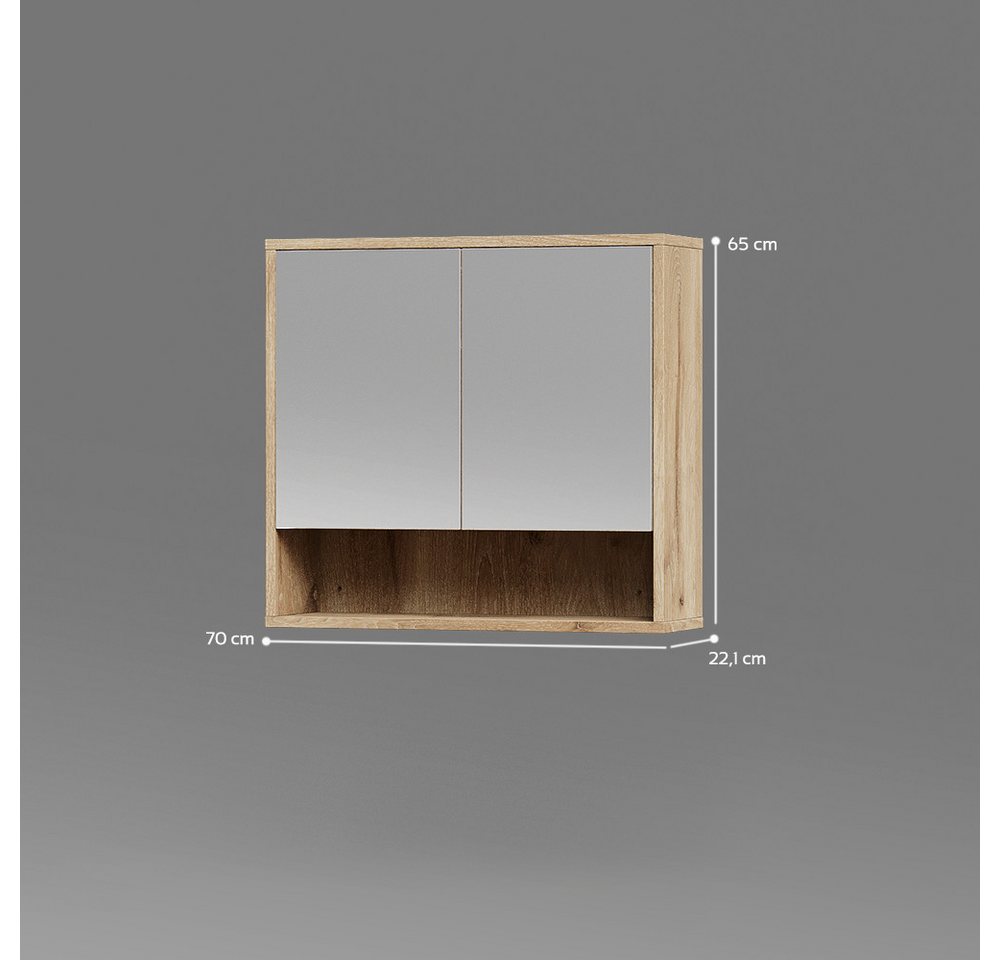 Livinity® Badezimmerspiegelschrank ATERNO, Viking Oak, 70 x 65 cm mit 2 Türen (1-St) Bild 2