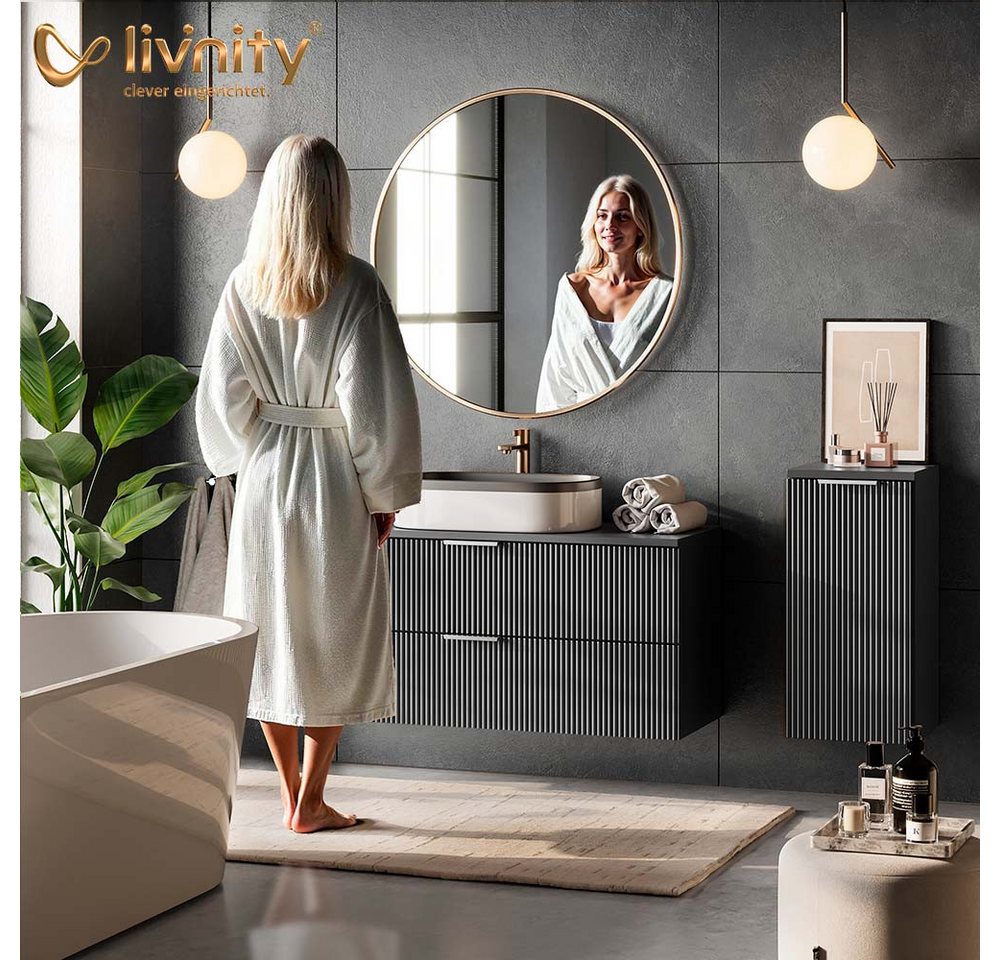 Livinity® Badezimmerspiegelschrank ATERNO, Viking Oak, 70 x 65 cm mit 2 Türen (1-St) Bild 3