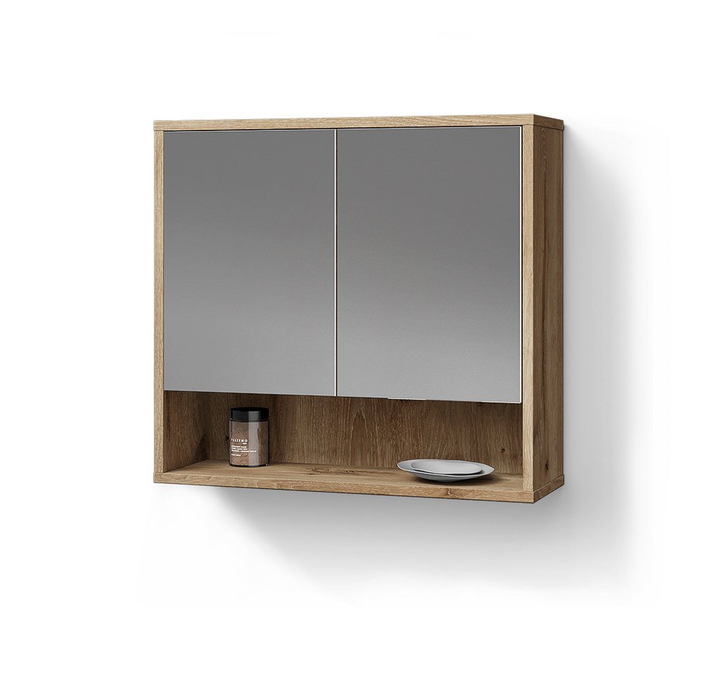 Livinity® Badezimmerspiegelschrank ATERNO, Viking Oak, 70 x 65 cm mit 2 Türen (1-St) Bild 4