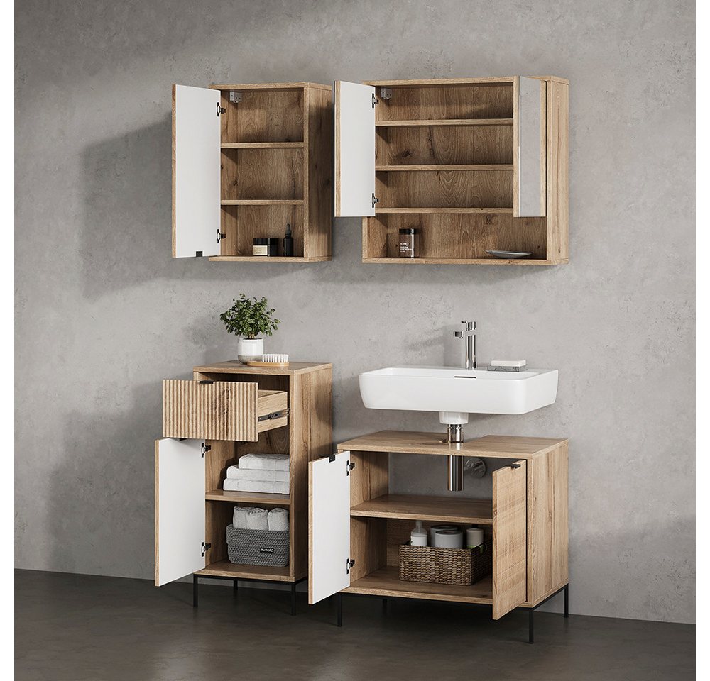 Livinity® Badezimmerspiegelschrank ATERNO, Viking Oak, 70 x 65 cm mit 2 Türen (1-St) Bild 5