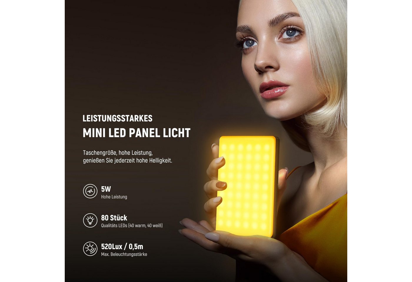 Neewer Videoleuchte VL67B Selfie Licht für iPhone, mit APP Steuerung, 2000mAh, Zweifarbig, Clip-On Fülllicht für Vlogging Aufnahme Live Streaming Laptop Webcam Bild 5