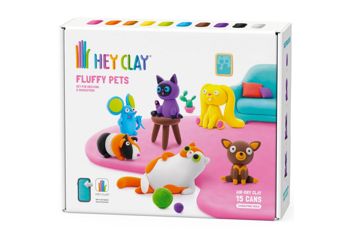 Hey Clay Modelliermasse Hey Clay Flauschige Tierfiguren, Spielknete, Knetmasse 15 Farben Bild 3