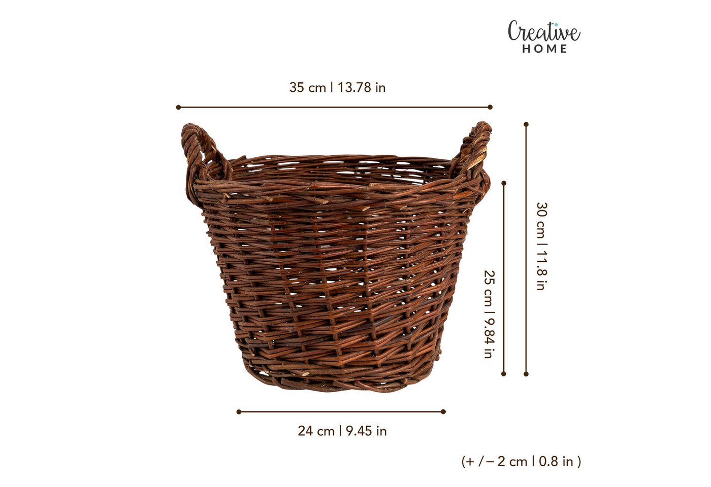 Creative Home Weidenkorb Weidenkorb mit Zwei Henkel, Perfekt für Geschenkkorb Kaminkorb Bild 2