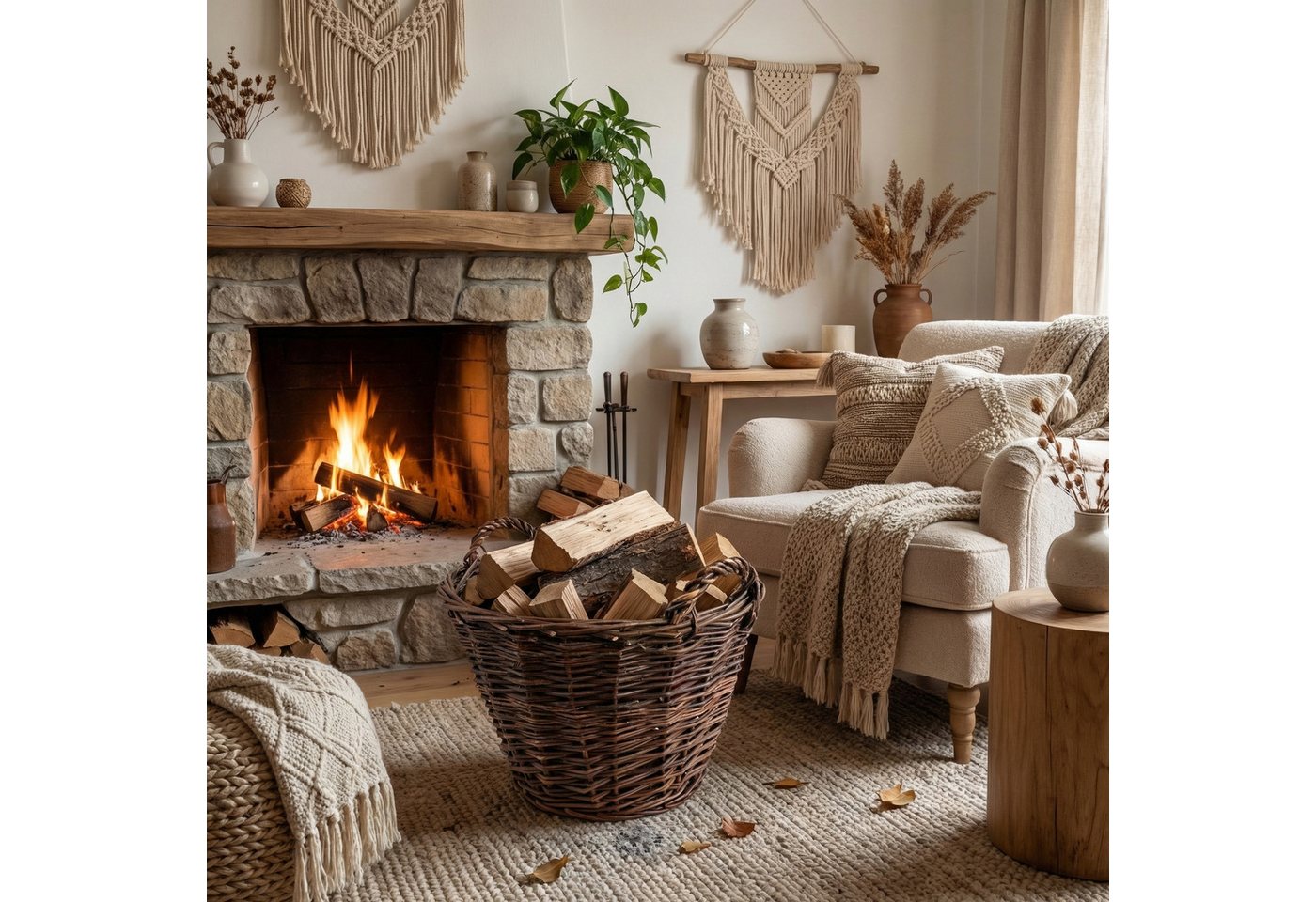 Creative Home Weidenkorb Weidenkorb mit Zwei Henkel, Perfekt für Geschenkkorb Kaminkorb Bild 5