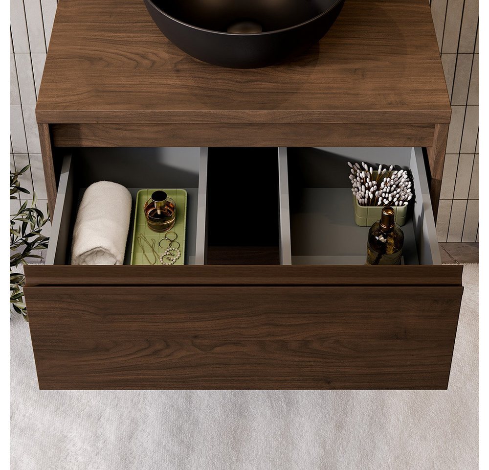 Lomadox Waschbeckenschrank VERZUOLO-56-WALNUT 50 cm breit in Walnuss Bild 5