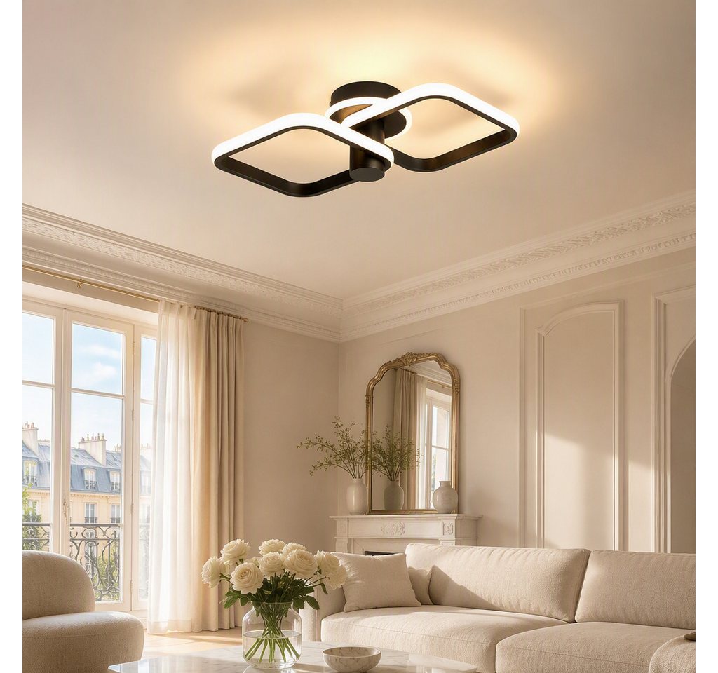 BlingBin LED Deckenleuchte 46cm DeckenLampe 34W 1895 lm, sandschwarz, 3000 K, LED fest integriert, Tageslichtweiß, Modern Deckenlampe 3000K für Wohnzimmer Küche Flur Bild 2