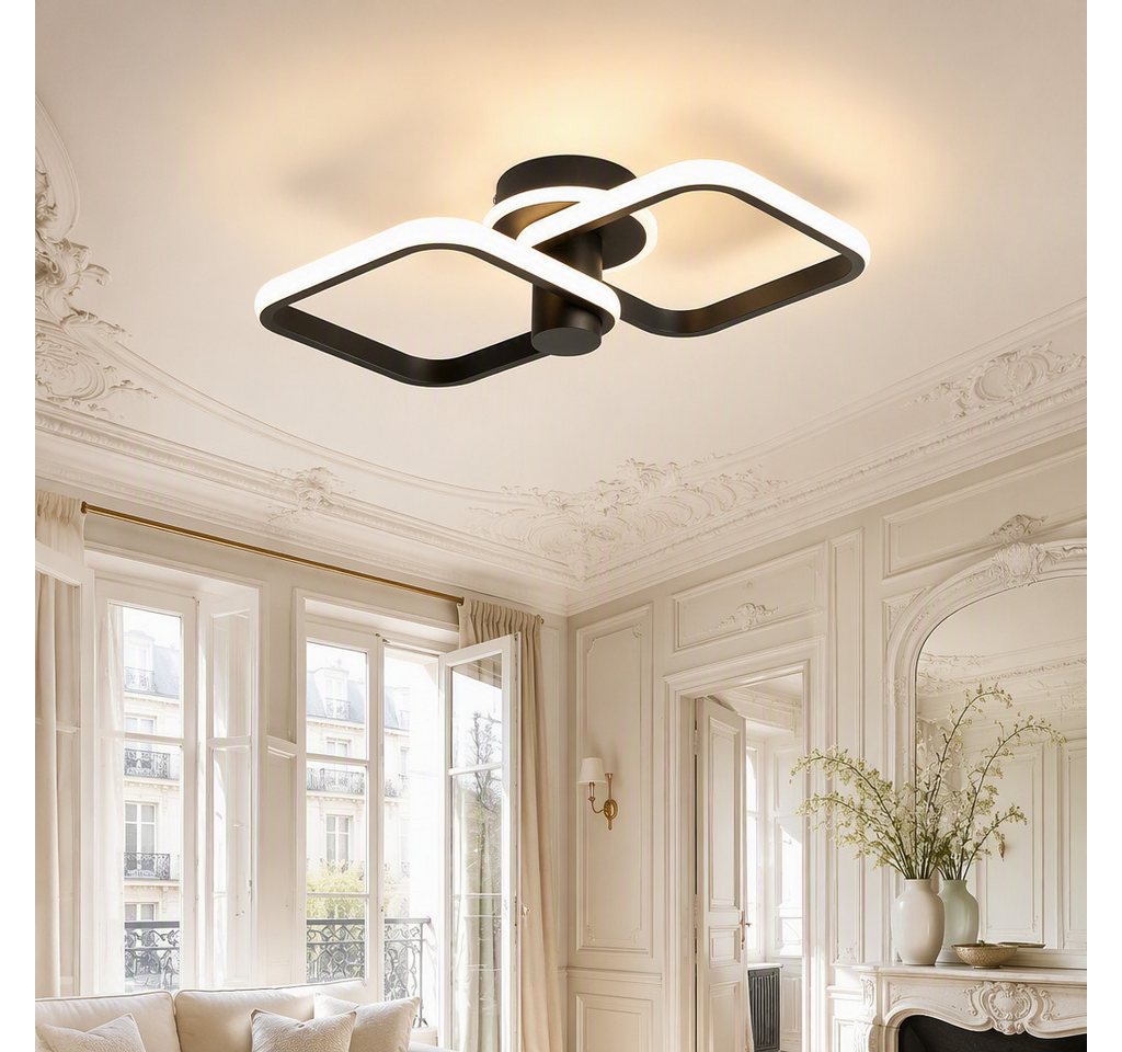 BlingBin LED Deckenleuchte 46cm DeckenLampe 34W 1895 lm, sandschwarz, 3000 K, LED fest integriert, Tageslichtweiß, Modern Deckenlampe 3000K für Wohnzimmer Küche Flur Bild 4