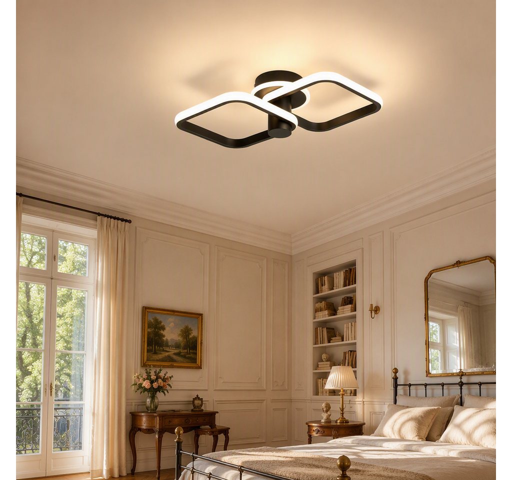 BlingBin LED Deckenleuchte 46cm DeckenLampe 34W 1895 lm, sandschwarz, 3000 K, LED fest integriert, Tageslichtweiß, Modern Deckenlampe 3000K für Wohnzimmer Küche Flur Bild 5