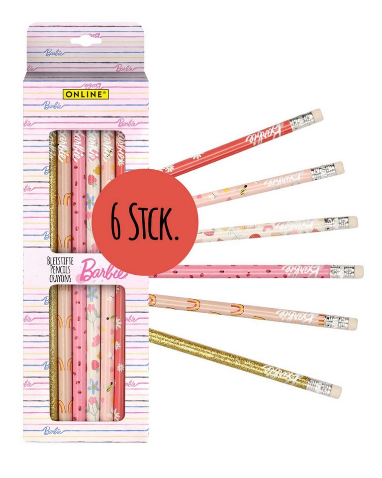 Online Pen Bleistift Barbie Bleistifte 6er Set mit Radierer - Schule & Malen
