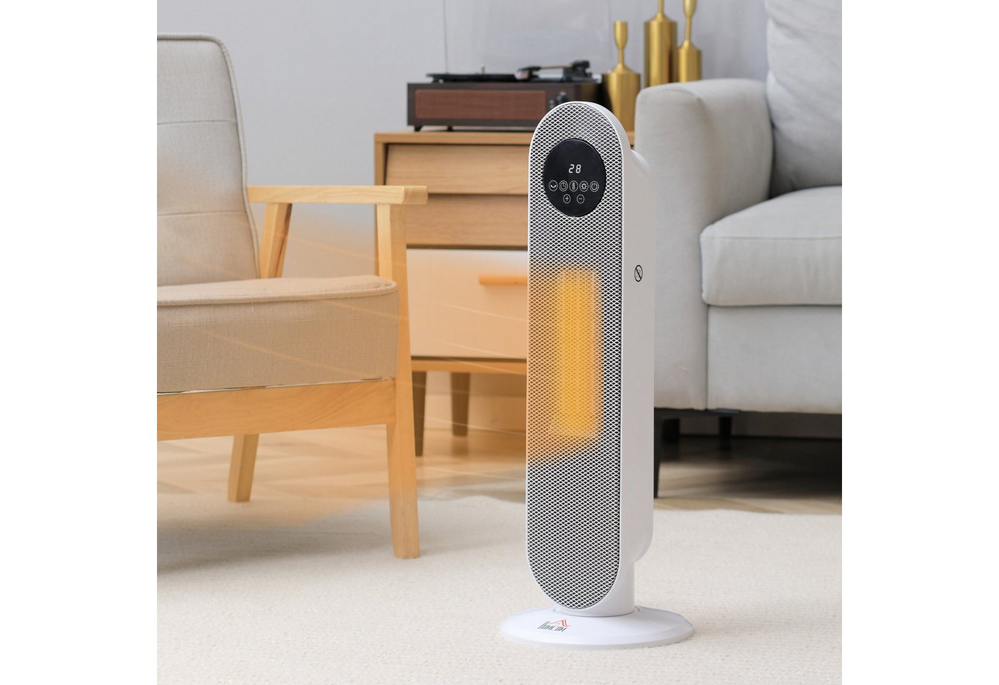 HOMCOM Heizlüfter Turmheizlüfter PTC-Keramikheizung mit Fernbedienung, 2000 W, 45° Oszillation, Fernbedienung, 12h Timer Bild 3