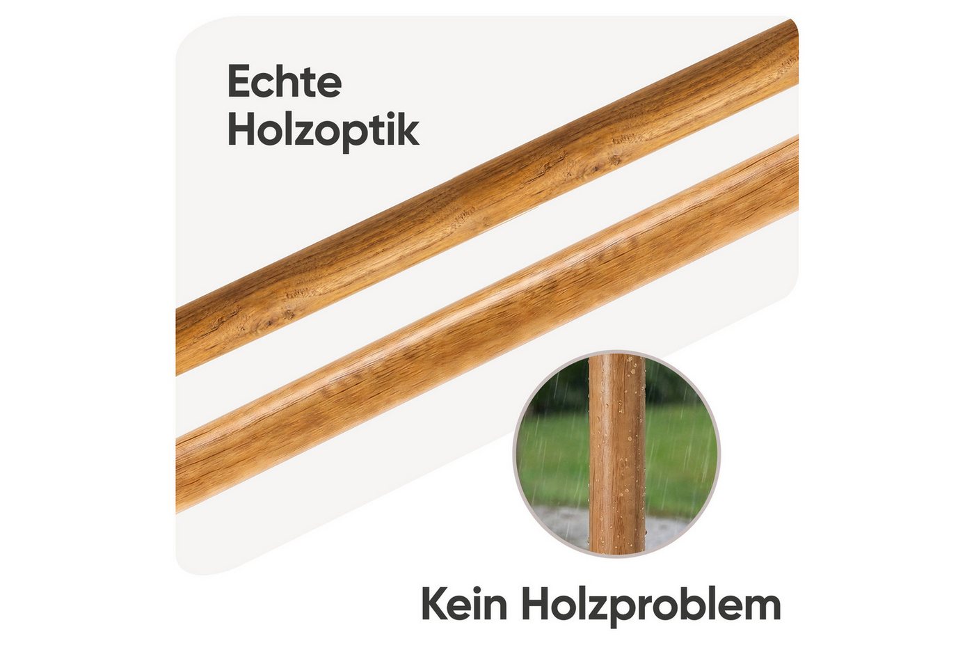 Sekey Sonnenschirm 200 x 125 cm Rechteckig Höhenverstellbar Holzoptik Gartenschirm, UV50+ Sonnenschutz, für Terrasse