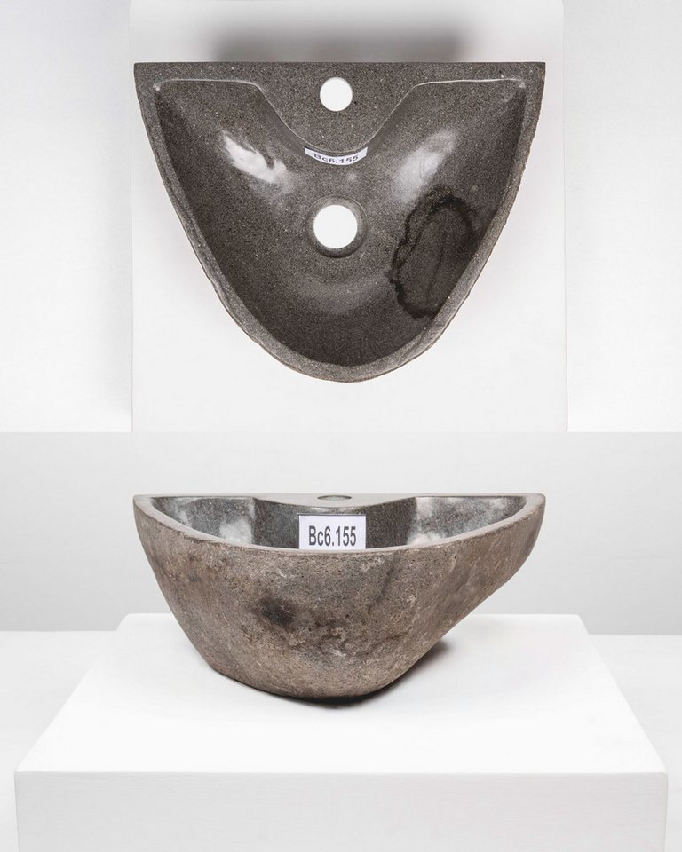 wohnfreuden Aufsatzwaschbecken Naturstein Waschbecken 40 cm oval mit Hahnloch (Kein Set), 101840_Bc6.155 Bild 3
