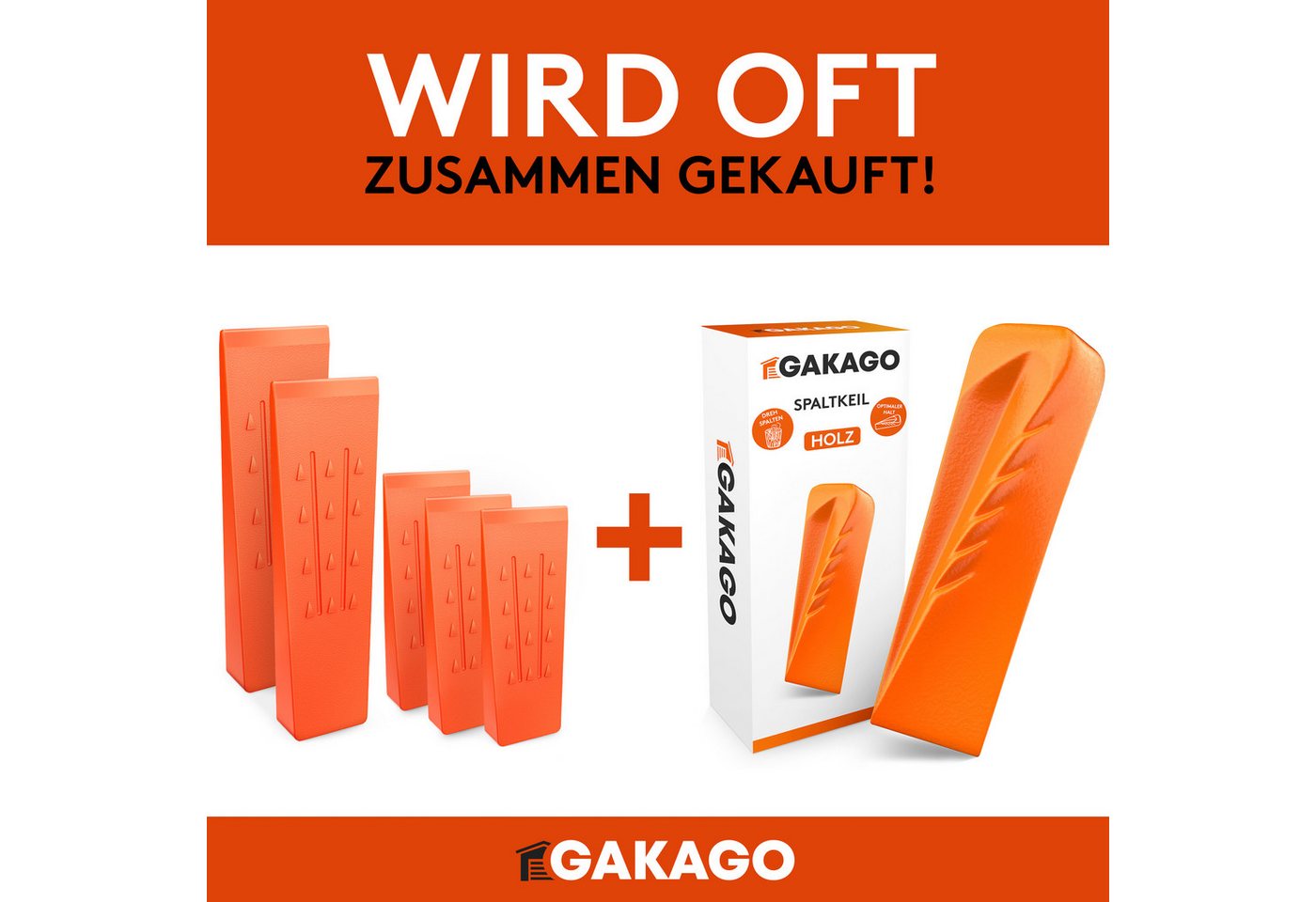 Gakago Fällkeil, (Set, 5-St), - Rutschfeste Kunststoffkeile mit Widerhaken Schuppung & Schlagfest Bild 2