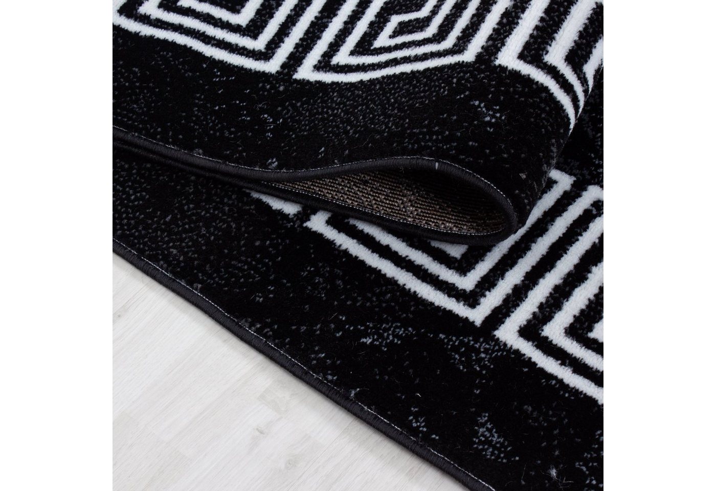 Teppium Teppich Mäander-Design, Rechteckig, Höhe: 6 mm, Modern Kurzflor Teppich Wohnzimmer Mäander Design Pflegeleicht