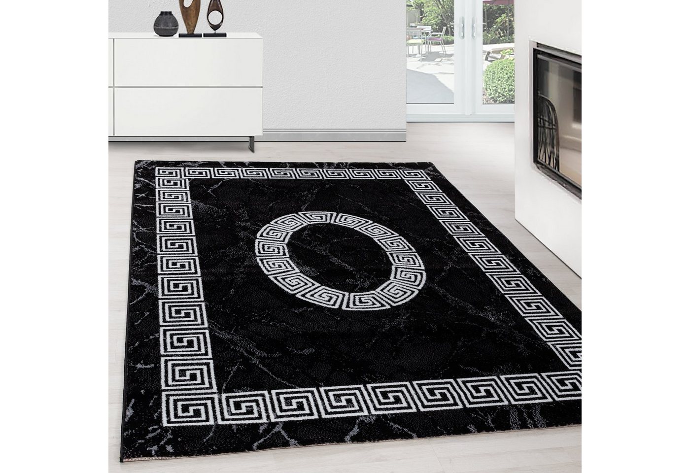 Teppium Teppich Mäander-Design, Rechteckig, Höhe: 6 mm, Modern Kurzflor Teppich Wohnzimmer Mäander Design Pflegeleicht Bild 4