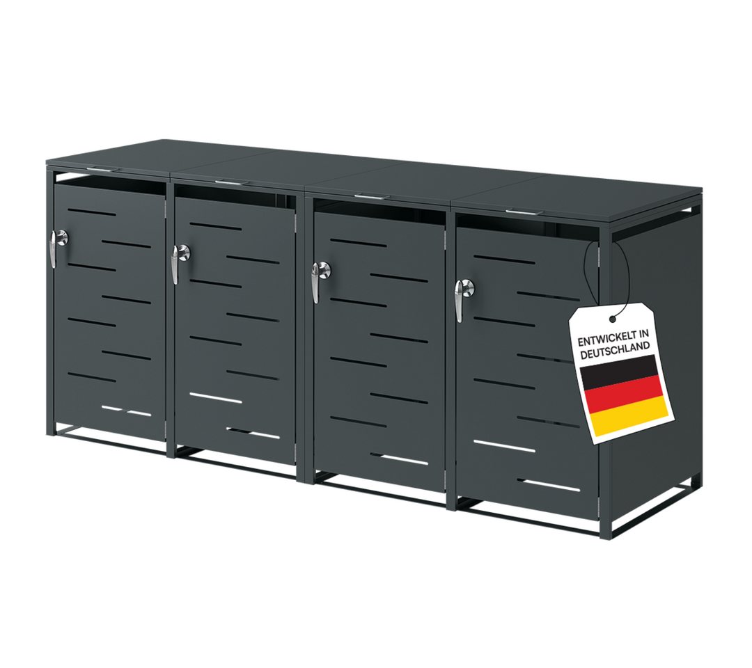 STEELSØN Mülltonnenbox Diorus 240L, Mülltonnenverkleidung abschließbar & wetterfest (Anthrazit, verfügbar mit 1, 2, 3, 4, oder 5 Türen), aus verzinktem Stahl