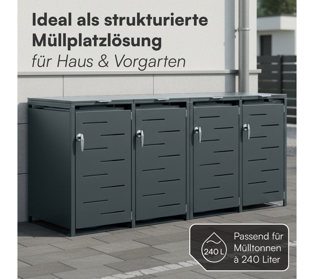 STEELSØN Mülltonnenbox Diorus 240L, Mülltonnenverkleidung abschließbar & wetterfest (Anthrazit, verfügbar mit 1, 2, 3, 4, oder 5 Türen), aus verzinktem Stahl Bild 2