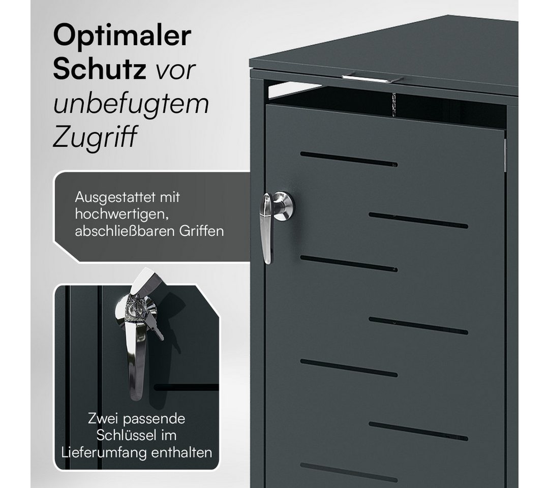 STEELSØN Mülltonnenbox Diorus 240L, Mülltonnenverkleidung abschließbar & wetterfest (Anthrazit, verfügbar mit 1, 2, 3, 4, oder 5 Türen), aus verzinktem Stahl Bild 3