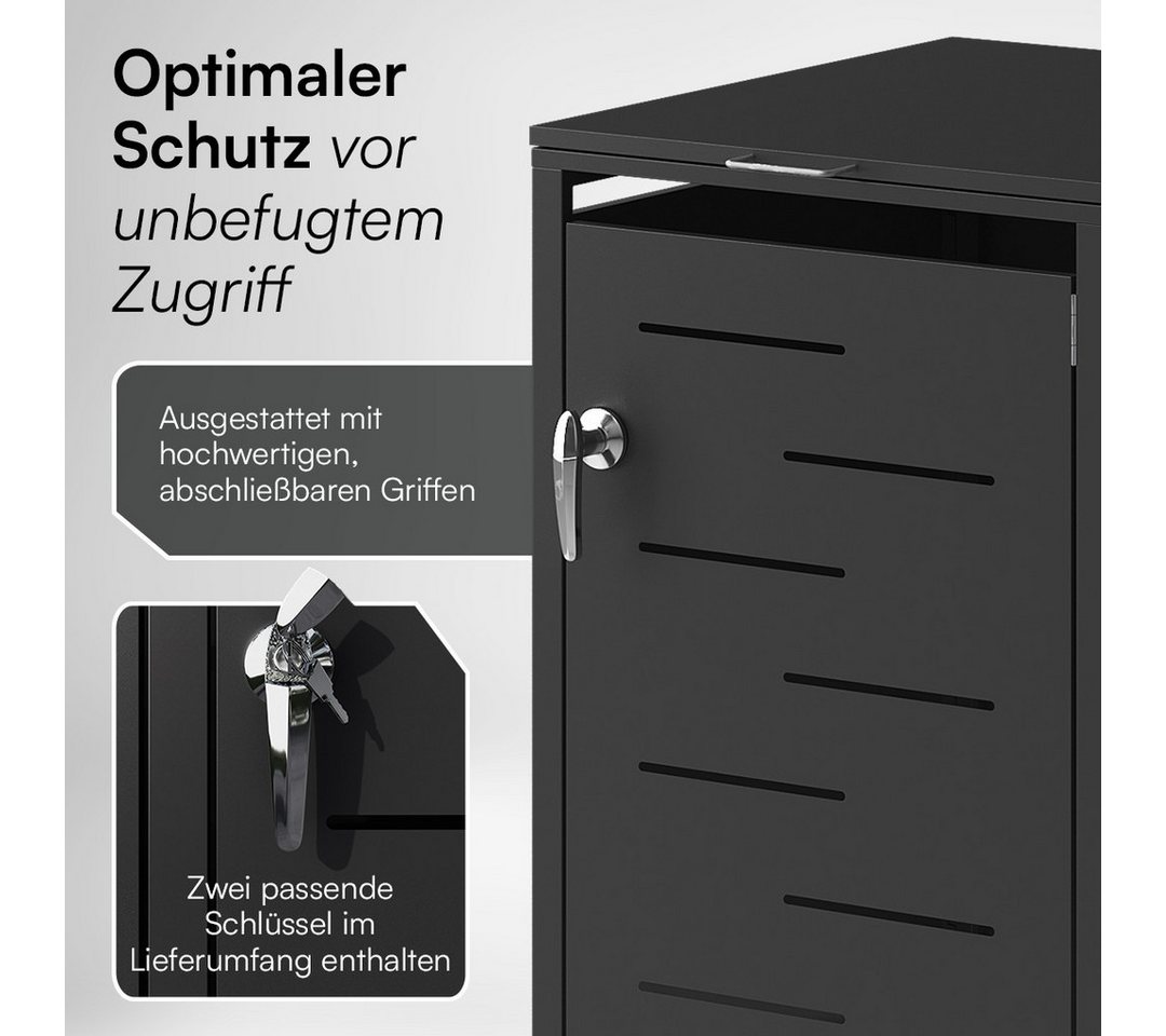 STEELSØN Mülltonnenbox Diorus 240L, Mülltonnenverkleidung abschließbar & wetterfest (Graphitschwarz, verfügbar mit 1, 2, 3, 4, oder 5 Türen), aus verzinktem Stahl Bild 4