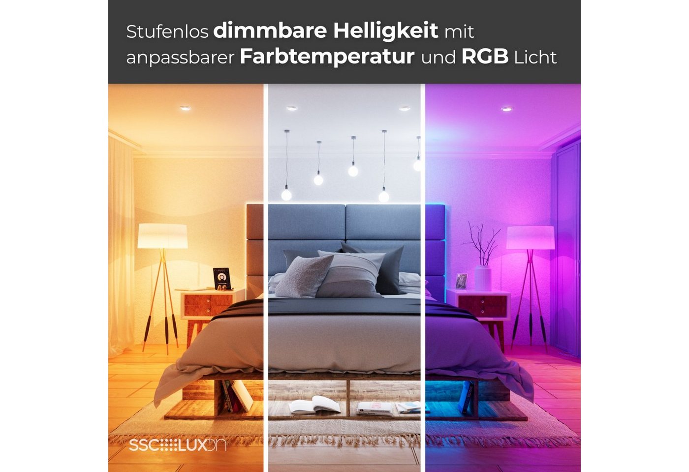 SSC-LUXon LED Aufbaustrahler Deckenlampe SAMU weiß mit Smart Home WiFi GX53 LED 6W RGBW, Smart Bild 5