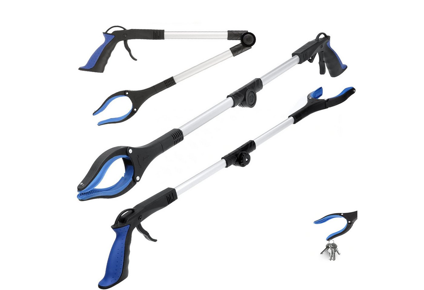 AKKEE Greifzange für Senioren Aluminium Faltbare Greifer mit Magnetspitzen, 2er-Set, 360°Drehbarer Kopf - Ergonomischer Griff für die Müllabfuhr Bild 4