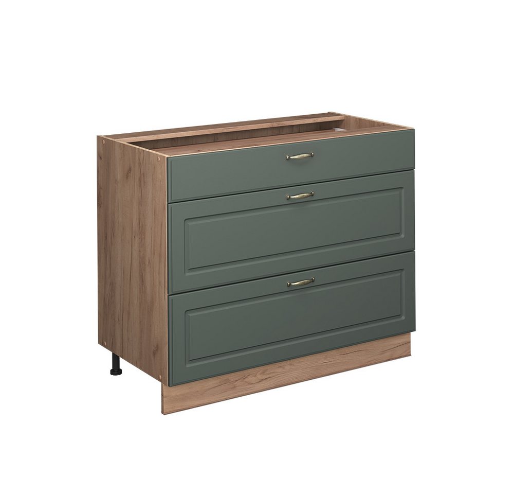 Vicco Unterschrank Fame-Line, Grün-Gold Landhaus/Goldkraft Eiche, 100 cm ohne Arbeits... (1-St) Bild 2