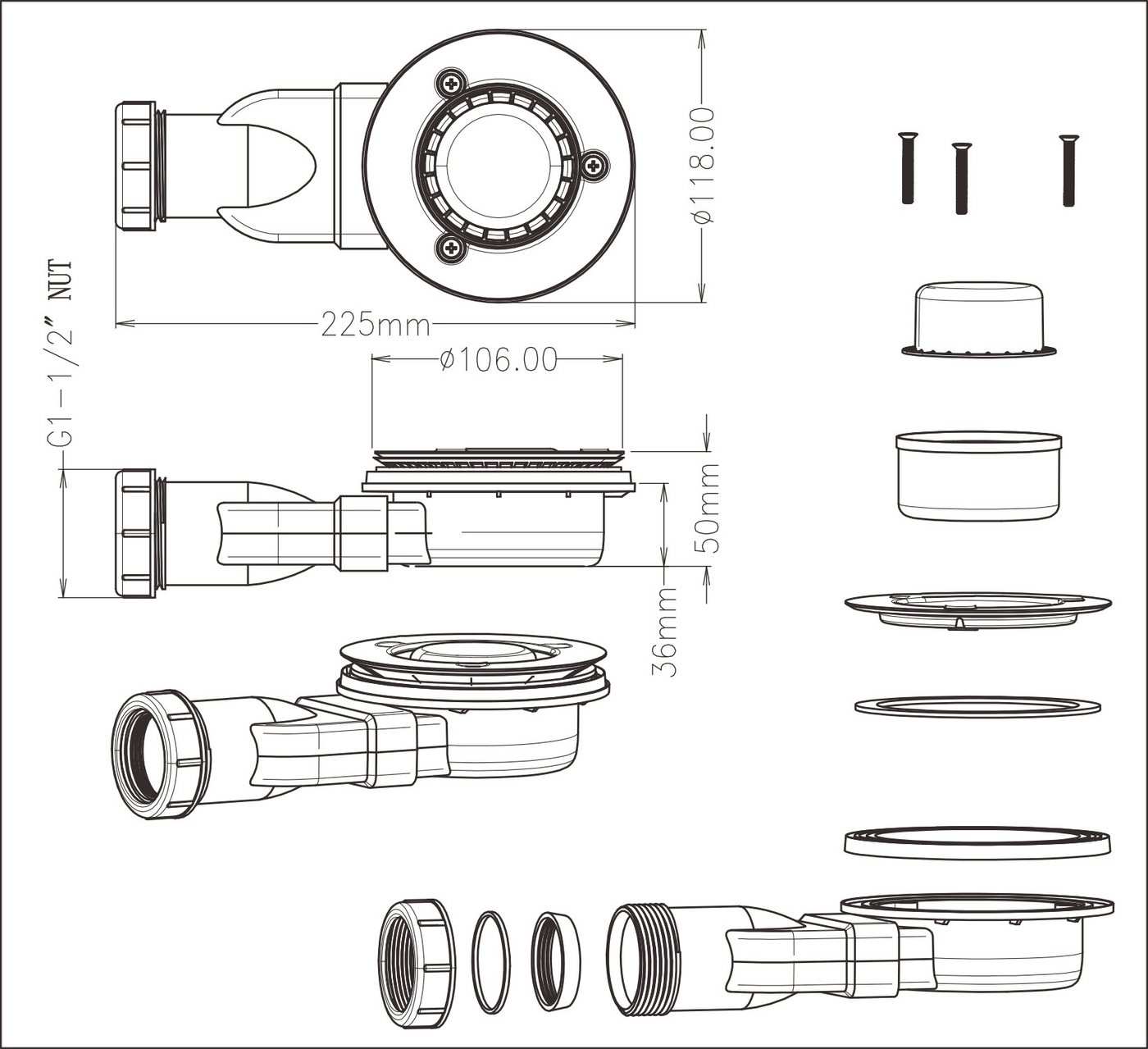 AQUALAVOS Duschwanne Duschwanne weiß Brausewanne mit Ablaufgarnitur Steinoptik Antirutsch, quadratisch, Sheet-Molding-Compound(SMC), 80/100/120/140cm, Ablaufloch ∅ 90 mm, Zuschneidbar, Leicht zu reinigen