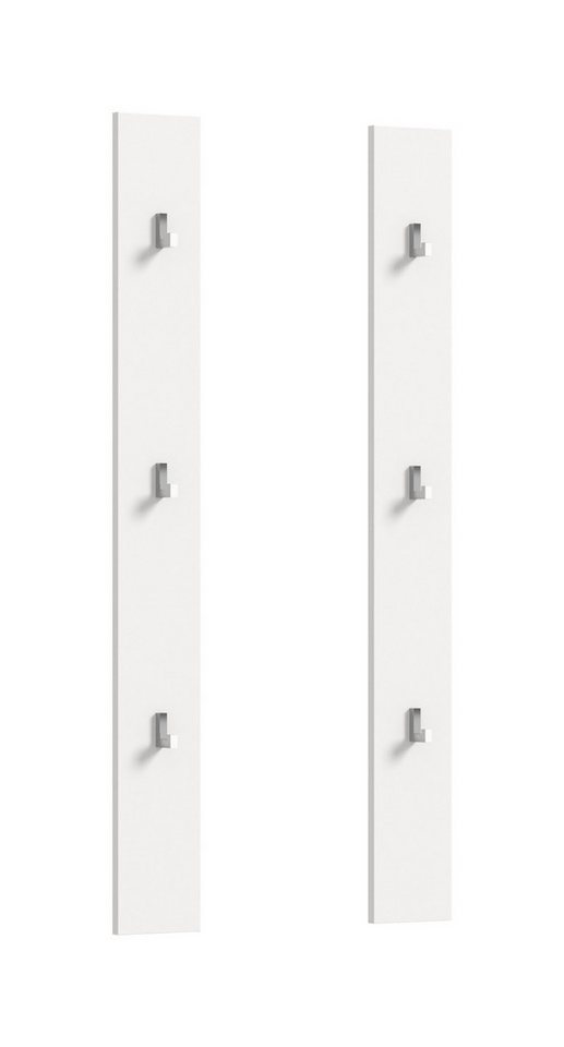 furnling Garderobenpaneel Professor (2er Set), je 3 Haken, ideal für den Flur, Höhe 115 cm, Hochglanz Front, weiß Bild 4