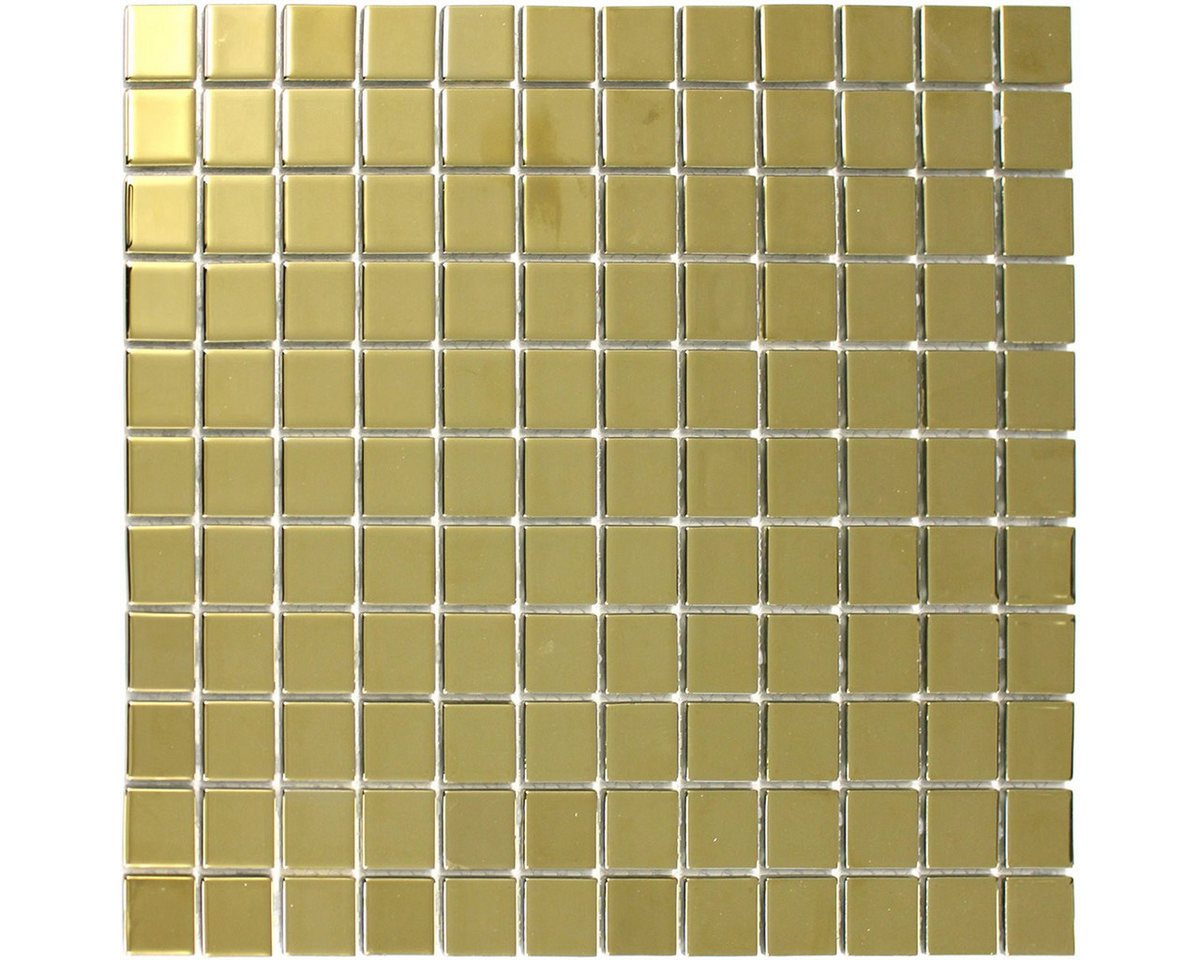 Mosafil Mosaikfliesen Glasmosaik Fliesen Alvor, Glas 32.700x30.200, gold, Verlegefertig auf ein Netz geklebt Bild 2